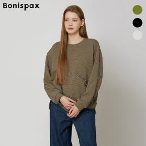 보니스팍스  링클 지퍼 포켓 언발 맨투맨 티셔츠 (XP1TS005M0)