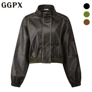 GGPX  빈티지 페이크 레더 점퍼 (GP2JP004F)