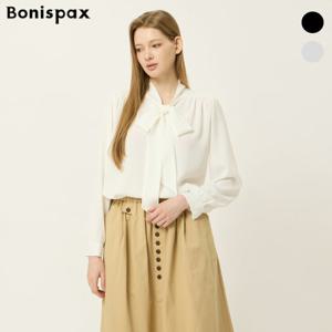 보니스팍스  리본넥 셔링 디테일 쉬폰 블라우스 (XP2SH011M0)
