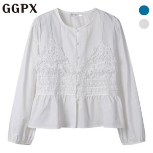 GGPX  레이스 뷔스티에 콩버튼 블라우스 (GP3SH004F)