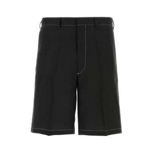 프라다 남성 블랙 Linen 린넨 버뮤다 쇼츠 UP0323SOOO11T7 F0002