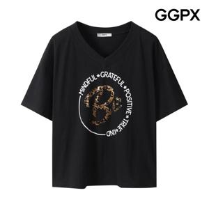 GGPX  레오파드 레터링 반팔 티셔츠 (GP4TS011F)