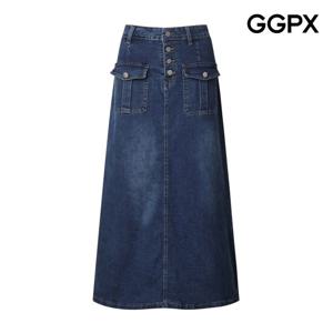 GGPX  A라인 맥시 데님 롱 스커트 (GP4SK019F)