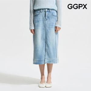 GGPX  앞 트임 H라인 롱 데님 스커트 (GP5SK004F)
