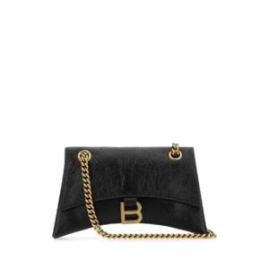 BALENCIAGA 블랙 가죽 Crush S 숄더백 716351210IT 1000