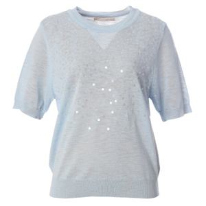 페이지플린  (F5BKN505) 라운드넥 스팽글 반팔 니트