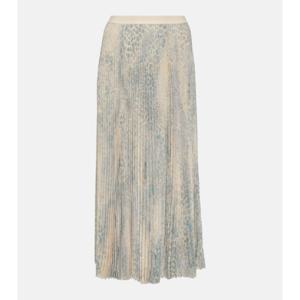 발렌시아가 레오파드 프린트 플리츠 미디 스커트 P00889745