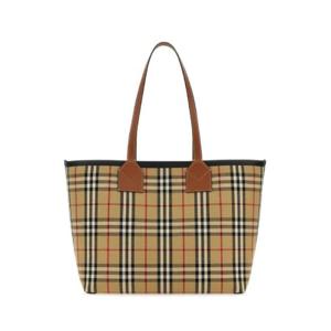 여성 Burberry 런던 체크 패턴 미디엄 토트백 151875