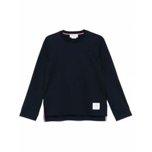 [THOM BROWNE] 남성 티셔츠 오버사이즈 롱 슬리브 W/ RWB 니트 트림 인 미디엄 WEIGHT 저지 MJS289A00042 415 네이비 /9