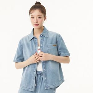 플라스틱아일랜드  텐셀 하프슬리브 데님 셔츠 (PR2DB564)