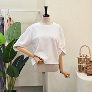 포커스 FM5C7TS00496 라운드넥 소매 포인트 티세츠