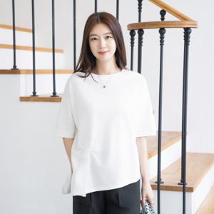 엄마옷 마담4060 패치핀턱티셔츠 반팔라운드 -ZTE2506013-