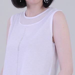 [애비뉴투지]세로 보석 넥 시스루 망사 여름 나시 티셔츠 A08327