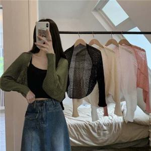 샵앤) 여성 그물 레이어드 긴팔 시스루 볼레로 가디건 WON-WCD-WE664CB