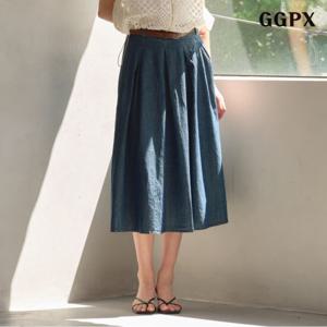 [GGPX]플레어 데님 롱스커트 (GPBWH012D)
