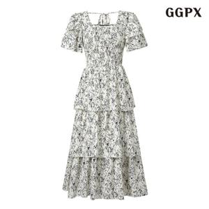 [GGPX]플라워 백끈 롱 원피스 (GPBOW060D)