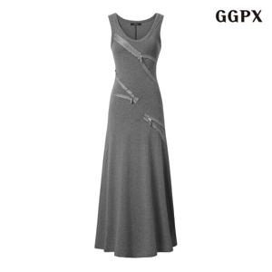 [GGPX]페이크 지퍼 롱 원피스 (GPBOW061D)