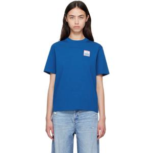 25 SS 카사블랑카 여성 블루 마운트 후지 고무 패치 티셔츠 252195F110002