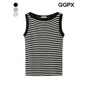 [GGPX]보트넥 스트라이프 슬리브리스 니트 (GP6KP014F)