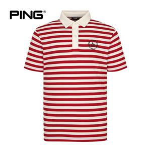 [핑](본사) [PING] 남성 스트라이프 카라 반팔 티셔츠 111D2TO41