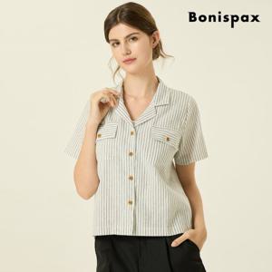 보니스팍스  스트라이프 카라 반팔 셔츠 (XP6SH017M0)