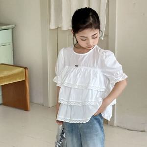 [베이비맥스] 레이스 캉캉 퍼프 블라우스 R14495