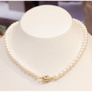 미니골드 14K 6 6.5mm 천연담수진주 비드목걸이 NWWM4002