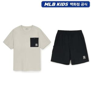 [MLB KIDS] 7AS1B0653-50CRM 베이직 아웃도어 메쉬 포켓 티셔츠 세트 뉴욕양키스