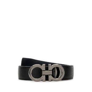 SALVATORE FERRAGAMO Black leather reversibile belt 679710687611 NERBLUMAR