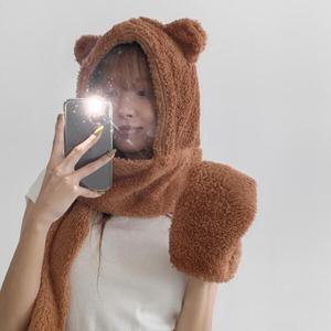 아트박스/라이니 귀여운 곰돌이 밍크 장갑 모자 ac-9040c