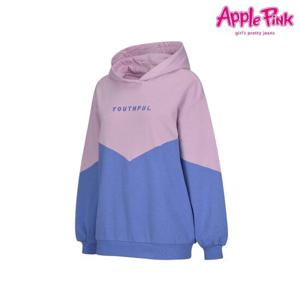 [애플핑크]배색 드롭숄더 후드 기모티 (APK8O708GSV)