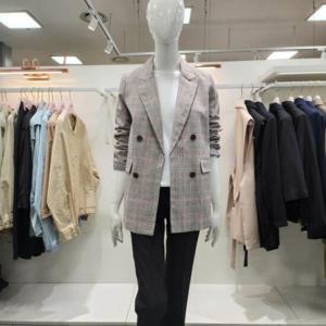 수스 HC04 린넨 체크 박시 자켓 S222NJK402