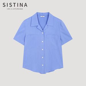 [SISTINA] 인기 포켓 오픈 칼라 반팔 셔츠_AWWSTO21750_BL