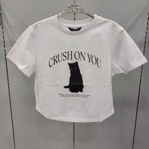 [더데이걸]TGRA24407 시크고양이크롭반팔티