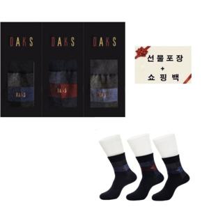 [닥스(양말)]닥스 면스판 중목 삼색사각 3족세트 22377
