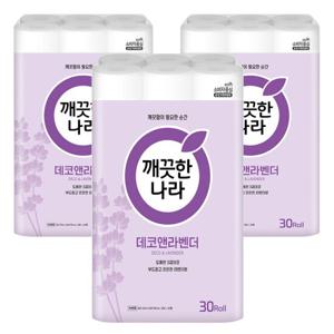 깨끗한나라 데코 앤 라벤더 30m 30롤x3팩