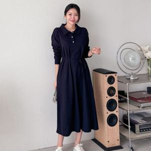 샵앤) 여성 카라넥 면100 롱 원피스 ARA-WDR-3865-네이비