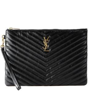 [생로랑] 24FW (559193 CWU01 1000) 여성 금장 모노그램 클러치백
