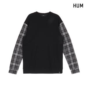 [HUM][HUM]남) 소매체크 배색 맨투맨(FHNFCTM117M)