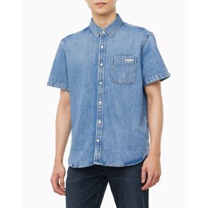 CK진 남성 블루 텐셀 반팔 데님 셔츠(4RB944G)