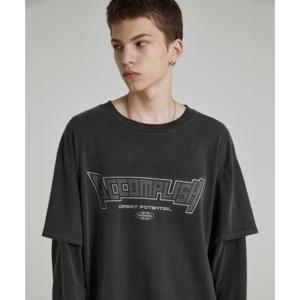 [써드케이]슬리브 레이어드 로고 티셔츠 CHARCOAL (MO3TU651-075