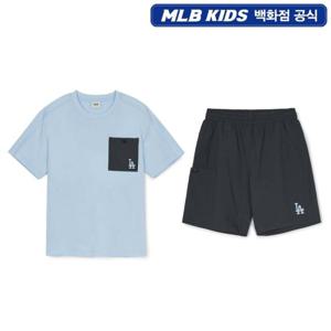 [MLB KIDS] 7AS1B0653-07SBL 베이직 아웃도어 메쉬 포켓 티셔츠 세트 LA다저스