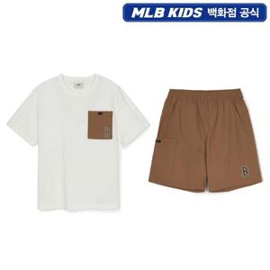 [MLB KIDS] 7AS1B0653-43WHS 베이직 아웃도어 메쉬 포켓 티셔츠 세트 보스턴 레드삭스