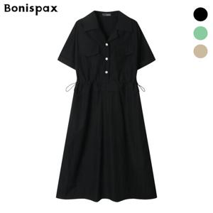 [보니스팍스] 사이드 스트링 더블 카라 원피스 (XP3OP001M0)