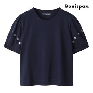 [보니스팍스] 소매 스팽글 포인트 반팔 티셔츠 (XP4TS001M0)