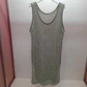 Latium HC06 스판 레이어드 하기좋은 H라인 옆트임 롱 조끼형 민소매 나시 펀칭니트 T2527sw04K