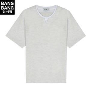 뱅뱅 HC04 여름남성 라운드 배색 V넥트임 반팔티 CTL318