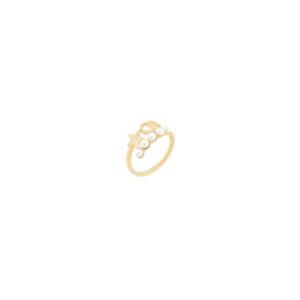 디올 쁘띠 CD 링 골드 피니쉬 메탈 화이트 레진 펄 실버톤 크리스탈 R2364WOMCY-D03S