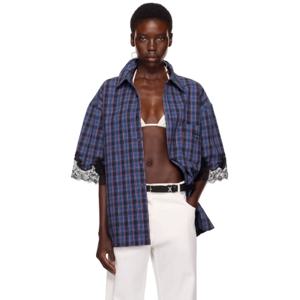 마틴로즈 셔츠 SSENSE 익스클루시브 네이비 레이스 셔츠 252892F109000