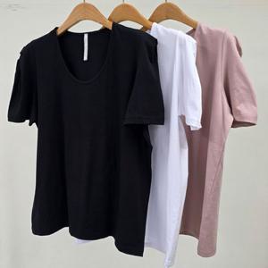 [아이우먼]빅사이즈반팔티 U651L506 청춘딥유넥퍼프티셔츠 HG